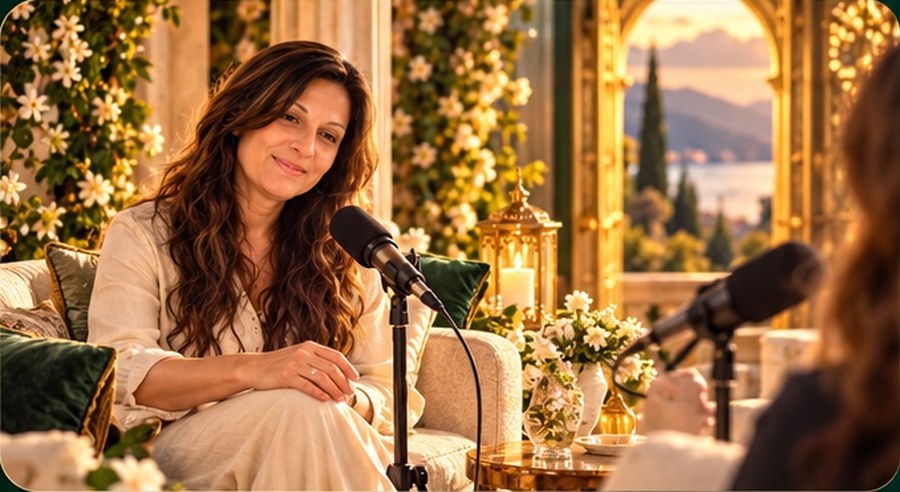 A cinematic live conversation setting